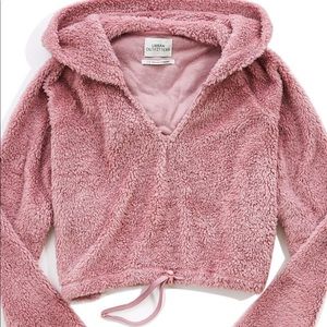 Urban outfitters cropped fuzzy hoodie